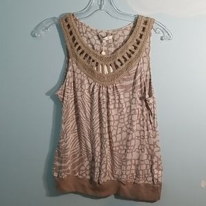 Costa blanca animal print crochet tank top XL